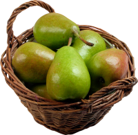 Green pears in basket  PNG image