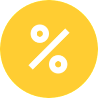 yellow round icon percent PNG