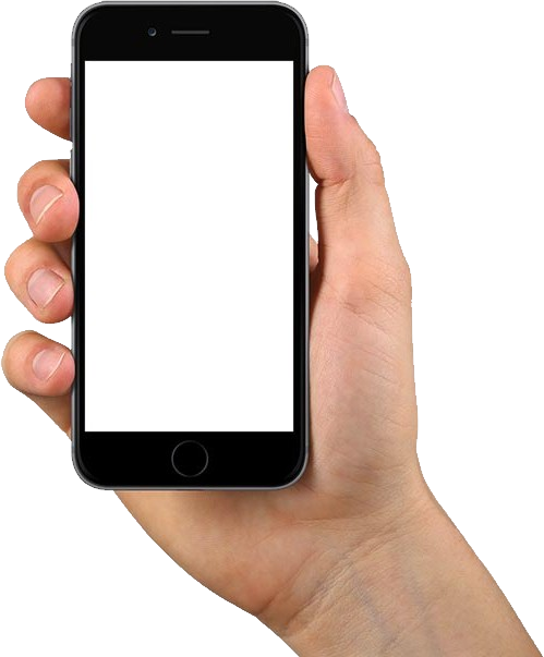Рука с телефоном на прозрачном фоне