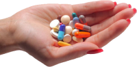 Pills in hand PNG