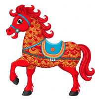 Red horse 2026 year PNG
