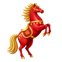 Red horse 2026 year PNG