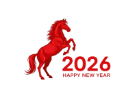 Red horse 2026 year PNG