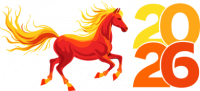 Red horse 2026 year PNG