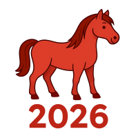 Red horse 2026 year PNG