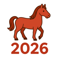 Red horse 2026 year PNG