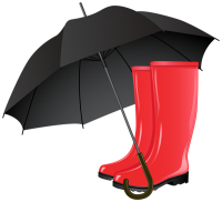 Rubber boots and umbrella PNG