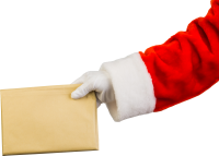 Santa Claus hand with box PNG