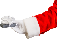 Santa Claus hand with gift PNG