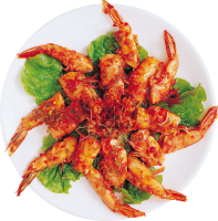 Shrimps plate food PNG image