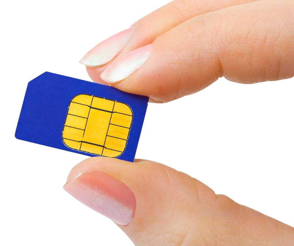 SIM card in hand PNG