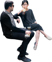 Sitting man and woman PNG