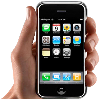 Smartphone in hand PNG image