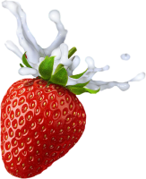 Strawberry with milk splashes PNG 