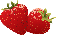 two red strawberries PNG