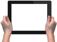 Tablet transparent in hands PNG image