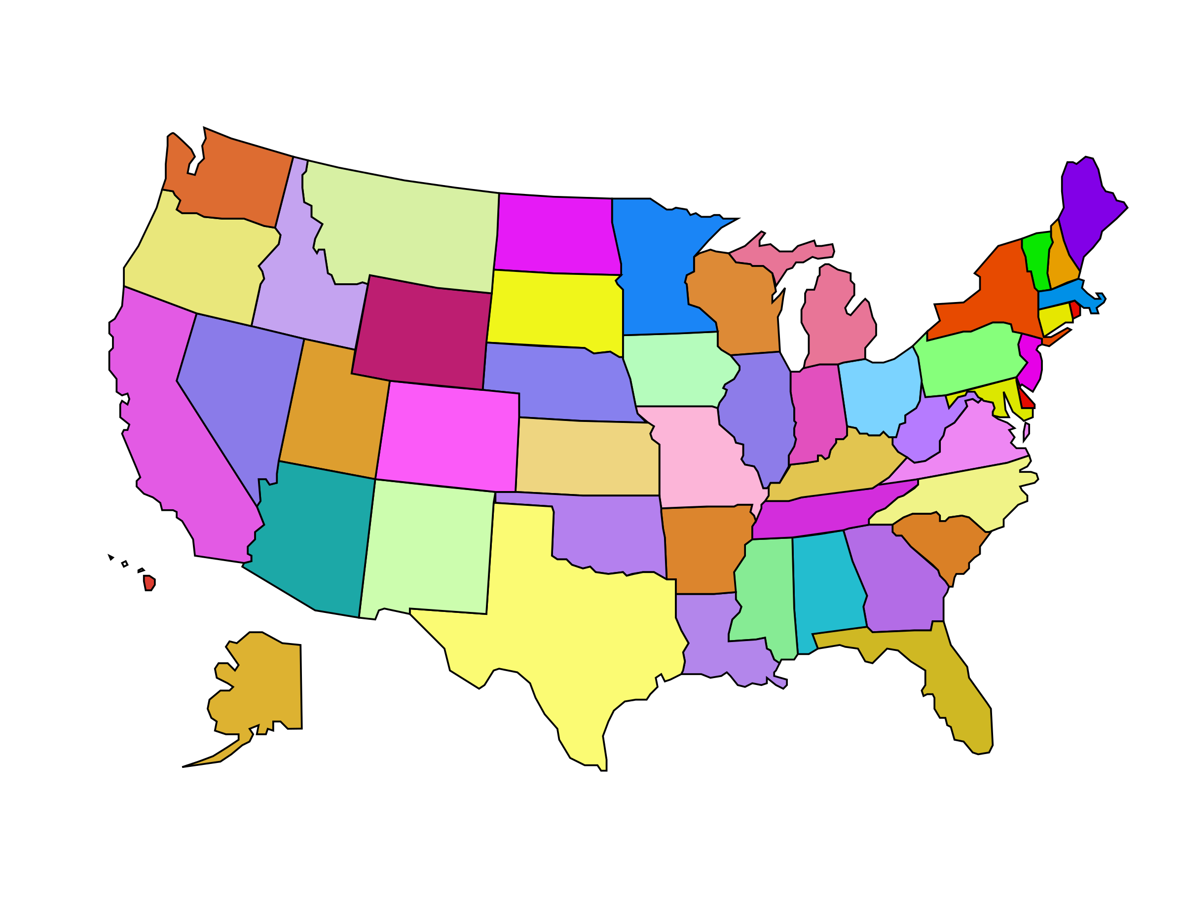 Usa Map Identifying States