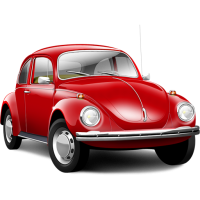 Red old Volkswagen Beetle PNG car image
