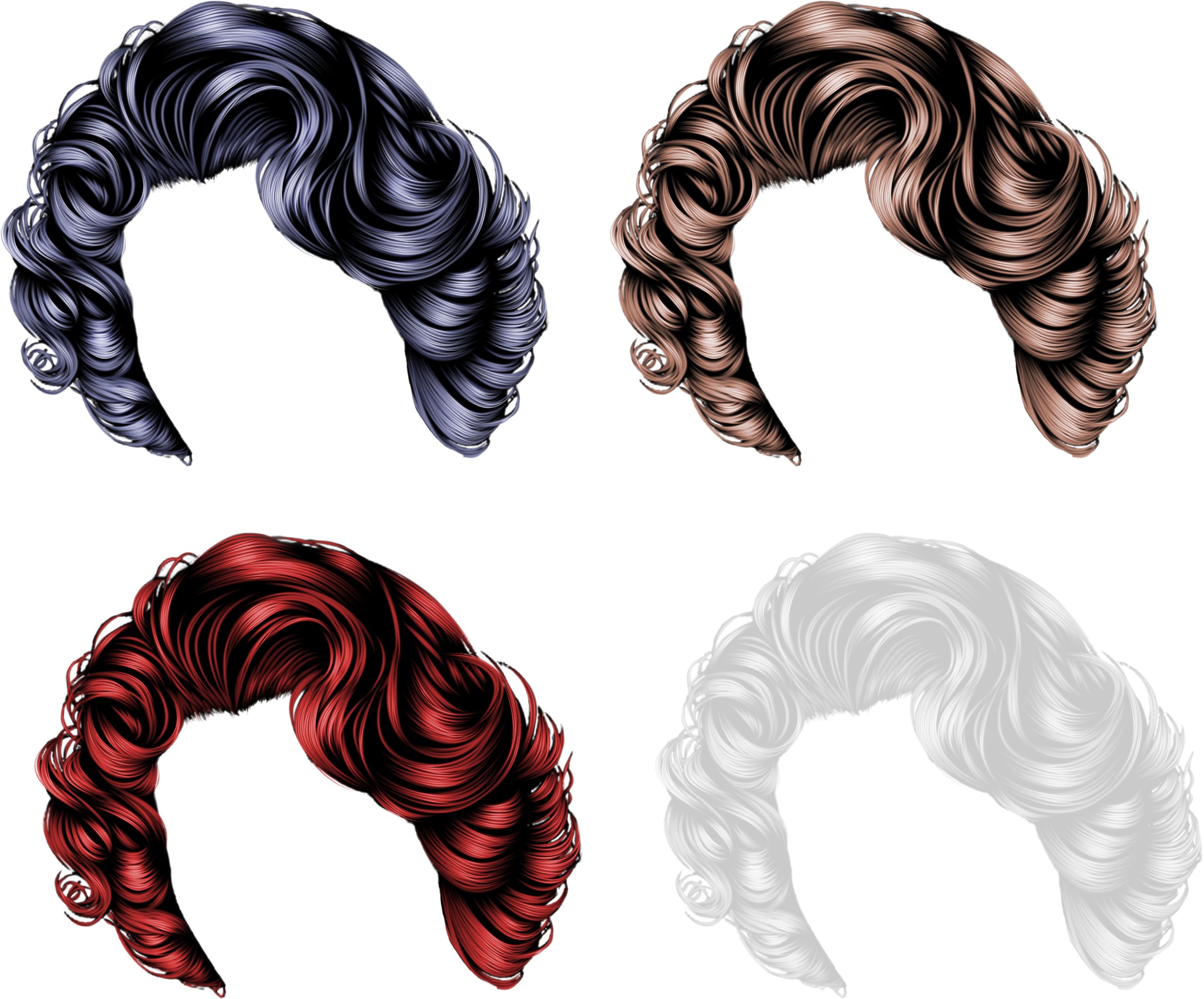 Hair wig PNG transparent image download, size: 2466x1231px